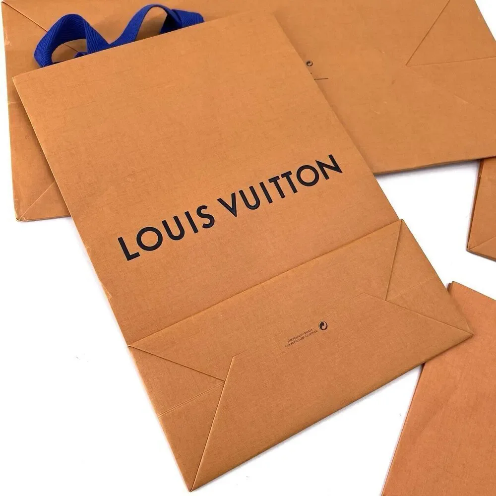Louis Vuitton LOT Various Sizes Orange Gift Tote Bags & Card With Ribbon